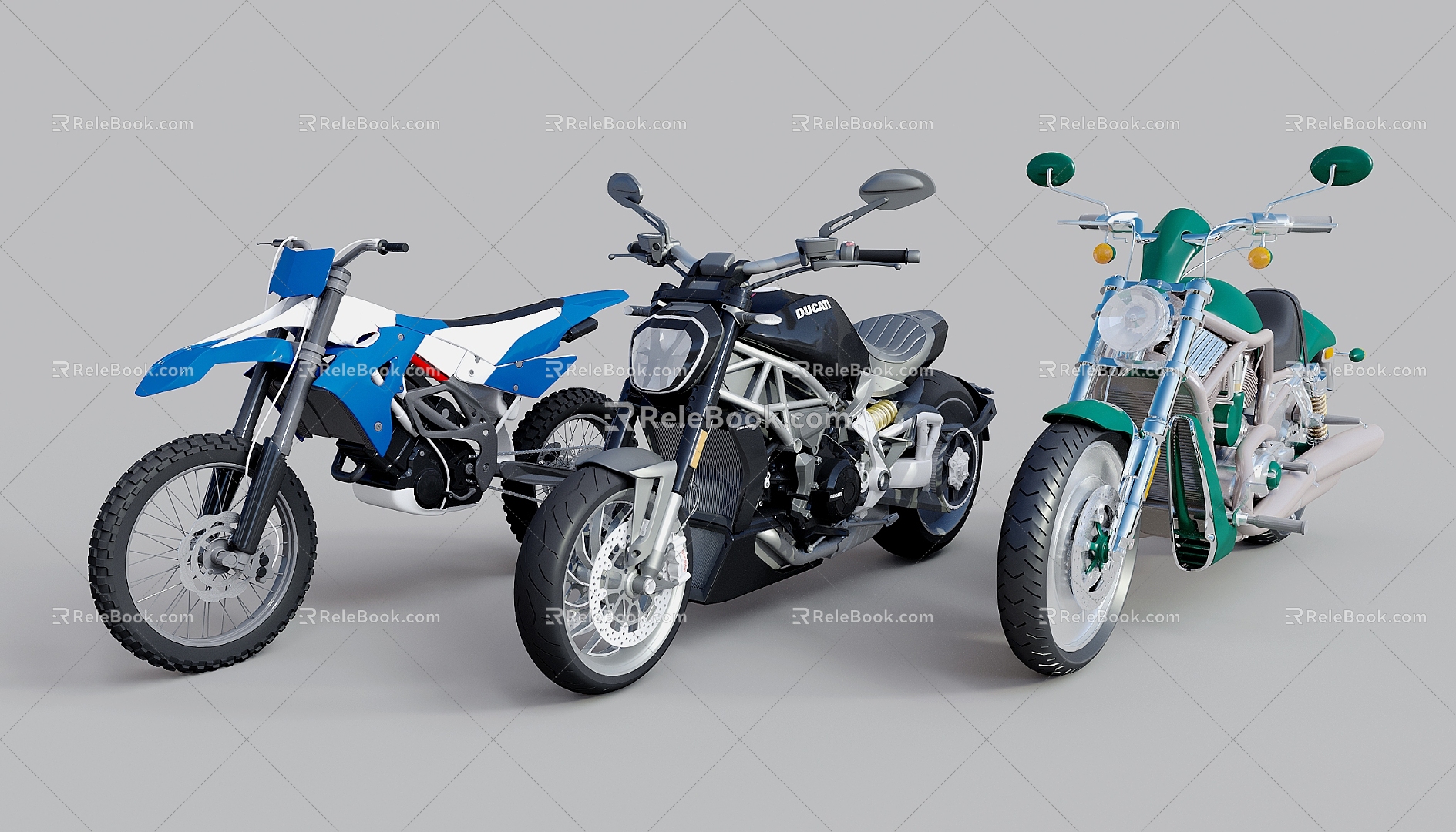 American Retro Motorcycle Harley Off-Road Motorcycle 3d model