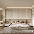 Elegant Modern Bedroom Interior Design With Panelled Walls Built in Wardrobe And Recessed Lighting