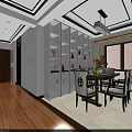 Living Dining Room Interior Design With Sofa Throw Pillows Coffee Table Dining Set Wooden Flooring