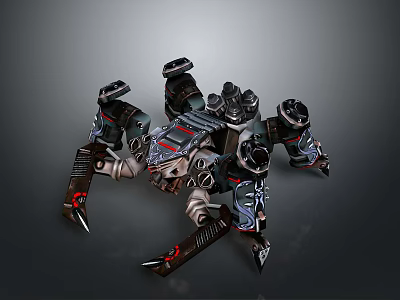 Futuristic Mechanical Spider Robot Character With Armored Legs And Detailed Tech Features 3d model