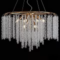 Luxurious Modern Chandelier With Gold Frame And Hanging Transparent Crystal Strands