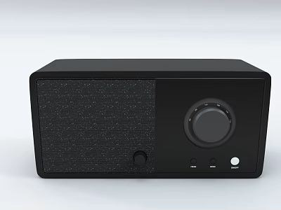 Black Desktop Speaker With Mesh Surface And Knob Control For Daily Use 3d model