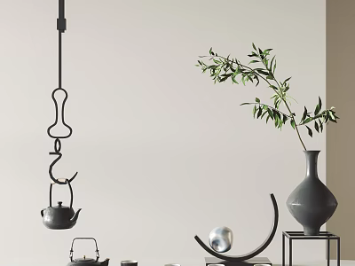 New Chinese Tea Set Ornaments Combination 3d model