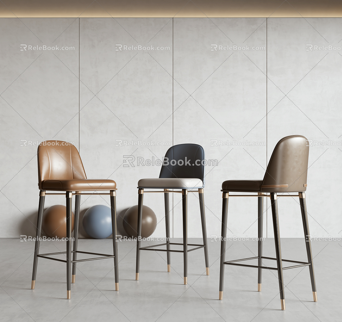 Light Luxury Bar Chair 3d model