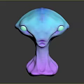 3D Rendered Game and Movie Alien Character With Blue Purple Gradient And Large Glowing Eyes