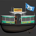 Harbor Ferry Water Transport With Budget Cuts Banner Blue Flag Number 25 White And Teal