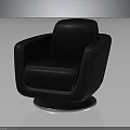 Modern Black Leather Accent Chair With Circular Metal Base And Comfortable Armrests