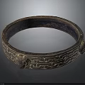 Antique Style Intricately Carved Bracelet With Geometric Pattern And Decorative Details