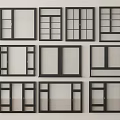 Modern windows combination floor-to-ceiling windows casement windows 3d model