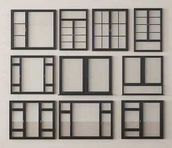 Modern windows combination floor-to-ceiling windows casement windows 3d model