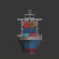 Container Ship Model With Colorful Containers On Deck And Reflective Surface 3d model