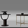 Modern Side Tables With Unique Designs Metal Frames And Wooden Tops 3d model