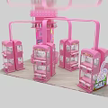 Pink Amusement Equipment With Multiple Machines Featuring Transparent Display Windows And Cute Theme