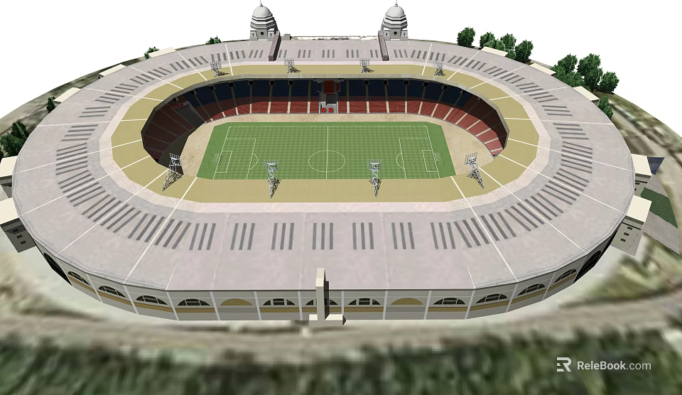 3D Rendering Of Large Stadium With Football Field 3d model 