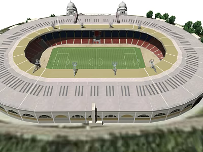 3D Rendering Of Large Stadium With Football Field 3d model