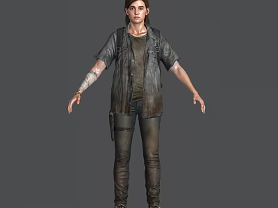 A woman standing in worn rugged survival clothing with arm wrap tactical pants and boots 3d model