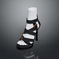 Women's Stylish Black High Heel Sandals With Crisscross Straps And Modern Design
