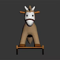 Colorful Building Blocks Rocking Horse Toy with Brown Body White Head and Red Saddle