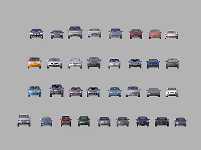 Multiple Cars Collection With Various Models Different Colors And Styles On 3d model