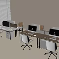 Modern Office Desks With Computers White Chairs And Dividers In Workspace Setup