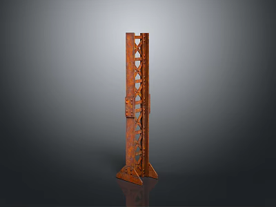 Rusty Metal Decorative Structure With Vertical Design Intricate Cutout Patterns And Industrial Style 3d model