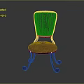 Wooden Accent Chair With Carved Backrest Red Padded Seat And Curved Legs