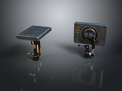 Game Movie Character Industrial Sci Fi Mechanical Platform And Black Coil Device With Yellow Stripe 3d model