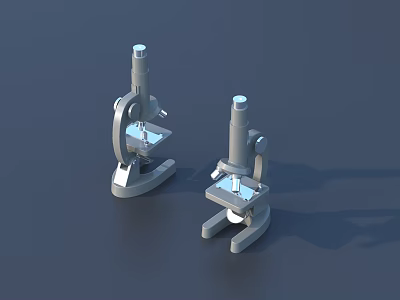 Industrial Equipment 3D Rendered Dual Microscopes with Metal Base and Lens 3d model
