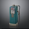 Vintage Blue Gasoline Pump With NO BENZIN Sign Fuel Hose And Dial