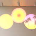 Colorful Light Projections With Palm Tree Shadow On White Wall And Ceiling Spotlights 3d model
