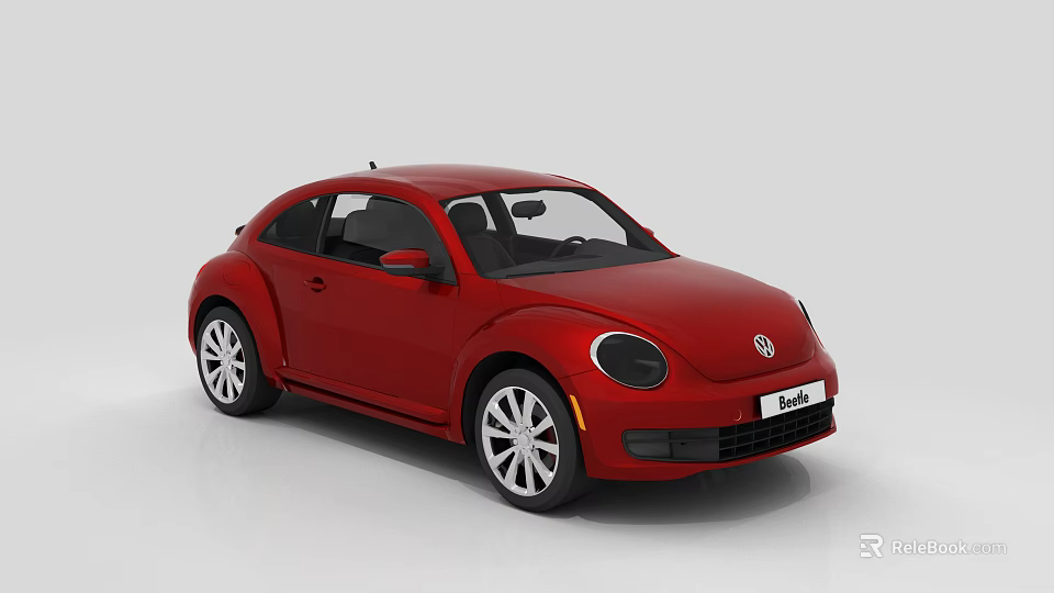 Red Volkswagen Beetle Car Exterior With Two Door Design And Alloy Wheels 3d model 