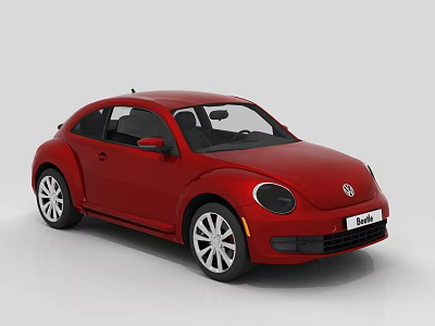 Red Volkswagen Beetle Car Exterior With Two Door Design And Alloy Wheels 3d model
