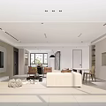 Modern Living Dining Room Interior With White Sofa Dining Table And Ceiling Lighting