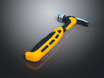 Practical Hardware Tool Hammer With Yellow And Black Handle And Metal Head Design 3d model