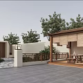 Quiet Wind Home Courtyard Flat-looking Tingbu Pavilion 3d model