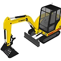 Yellow Compact Tracked Excavator Functional Vehicle With Cab For Construction Work 3d model