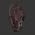 Brown Leather Baseball Glove With Stitched Details For Sports Activities