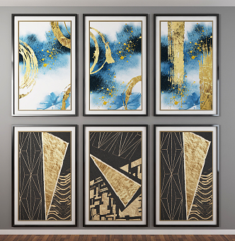 Modern abstract painting decorative hanging painting 3d model