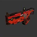 Futuristic Red Sci Fi Gun With Black Accents Scope And Technical Casing 3d model