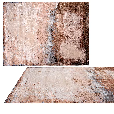 Square Abstract Vintage Texture Carpet In Soft Pink Beige Brown Tones For Living Room 3d model