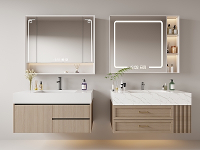 Modern Bathroom Cabinet Wash Desk Bathroom Mirror Washing Supplies 3d model