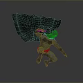 Man In Batman Costume With Flowing Cape Leaping In Dynamic Action Pose