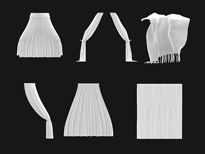 White Ceiling Drapes with Various Styles and Soft Fabric for Interior Decoration Design Ideas 3d model