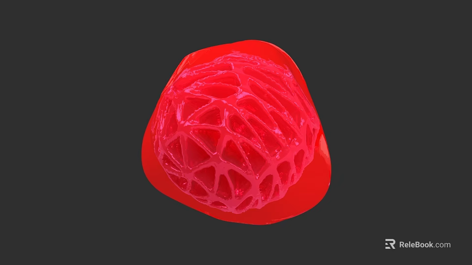Red Modern Sculpture Featuring Intricate Hollow Grid Texture And Spherical Design 3d model 
