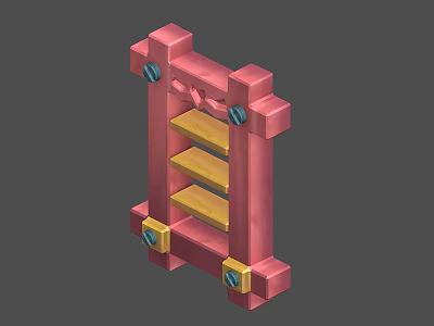 Modern Pink Three Tier Storage Shelf With Yellow Shelves And Frame Design 3d model