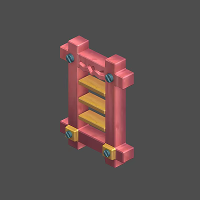 Modern Pink Three Tier Storage Shelf With Yellow Shelves And Frame Design 3d model