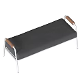 Modern Gray Sofa Bench With Metal Frame Wooden Armrests And Comfortable Cushion
