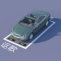 Green Acura Sedan Parked In Branded Parking Space With Yellow Sensors