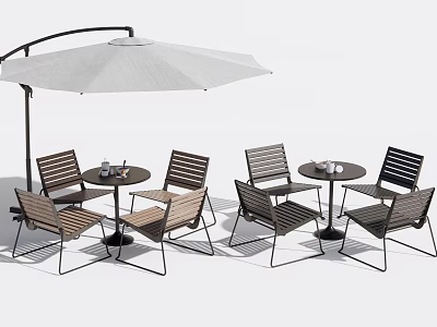 Modern Outdoor Patio Table And Chair Set With Umbrella For Garden Use 3d model