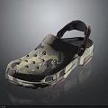 Camouflage Casual Clogs with Perforated Design Beige Base and Red Straps for Comfortable Daily Wear